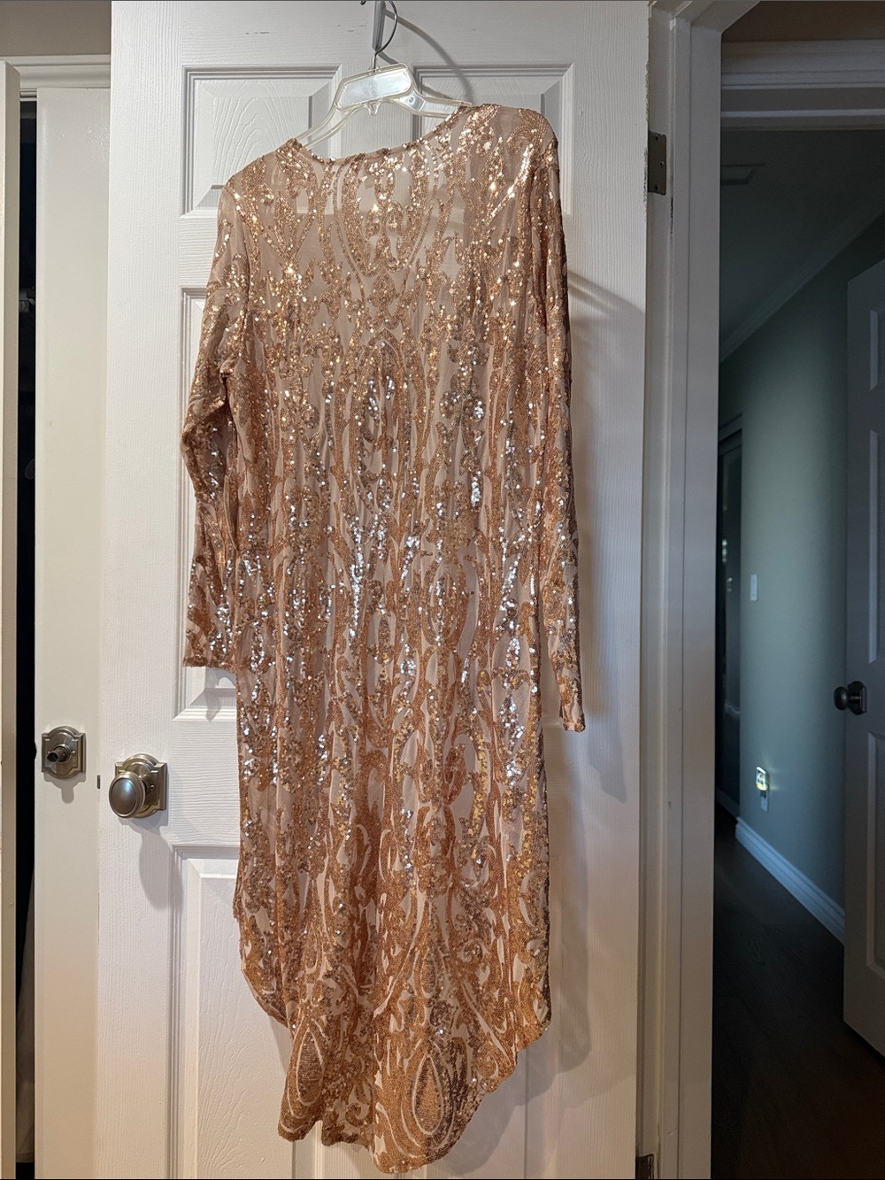 Beaded Sequin Duster Cardigan - Blush Gold - Picture 2 of 3